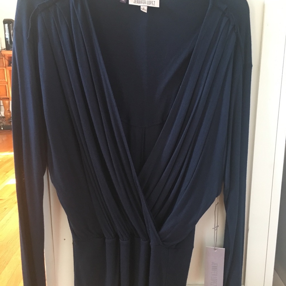 Jennifer Lopez Navy Blue V Neck shirt